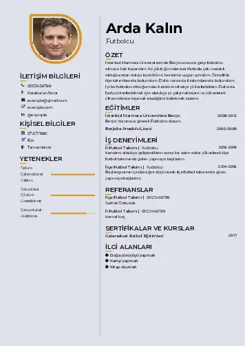 Sporcu CV Örnekleri cv indir